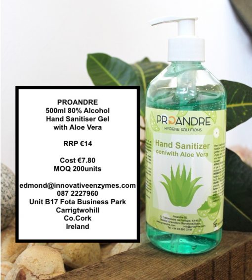 PROANDRE 500ml 80% Alcohol Hand Sanitiser Gel with Aloe Vera